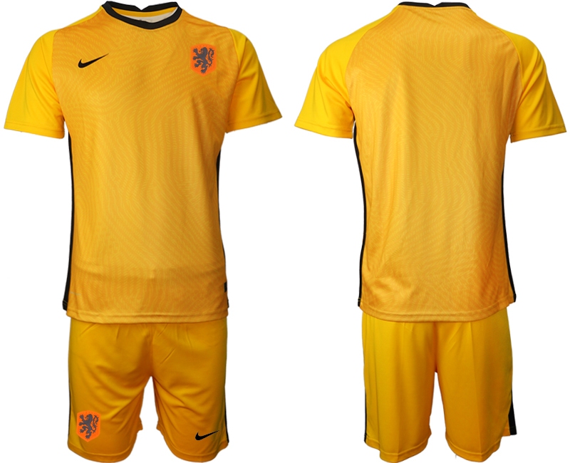 Men 2021 European Cup Netherlands yellow goalkeeper Soccer Jerseys